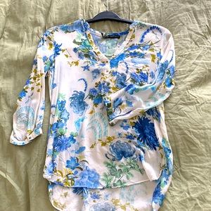 ZARA Very Soft Cotton Floral Blouse Size S